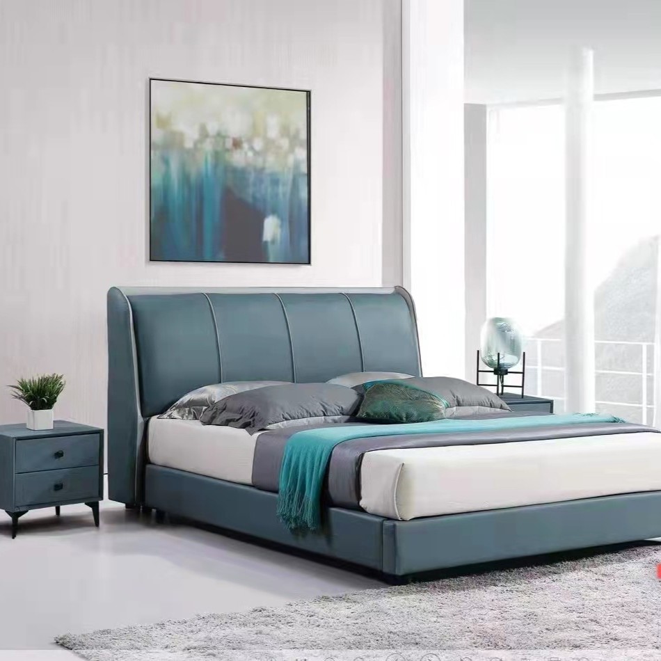 新疆包邮实木意式极简现代简约新款床1.8米双人床轻奢大床科技布