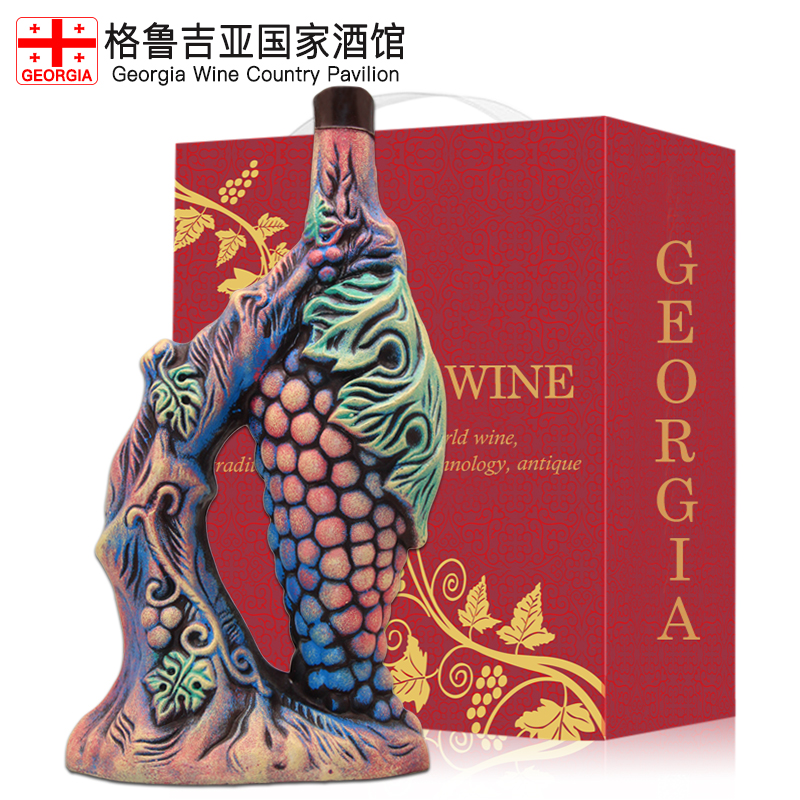 老藤干红葡萄酒单瓶提盒装【格鲁吉亚国家酒馆】原瓶进口陶罐红酒