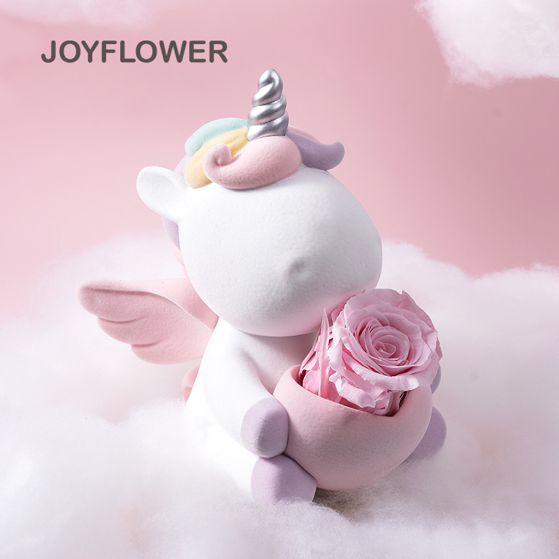joyflower永生真花独角兽干花玫瑰花生日情人节礼物送女生朋友