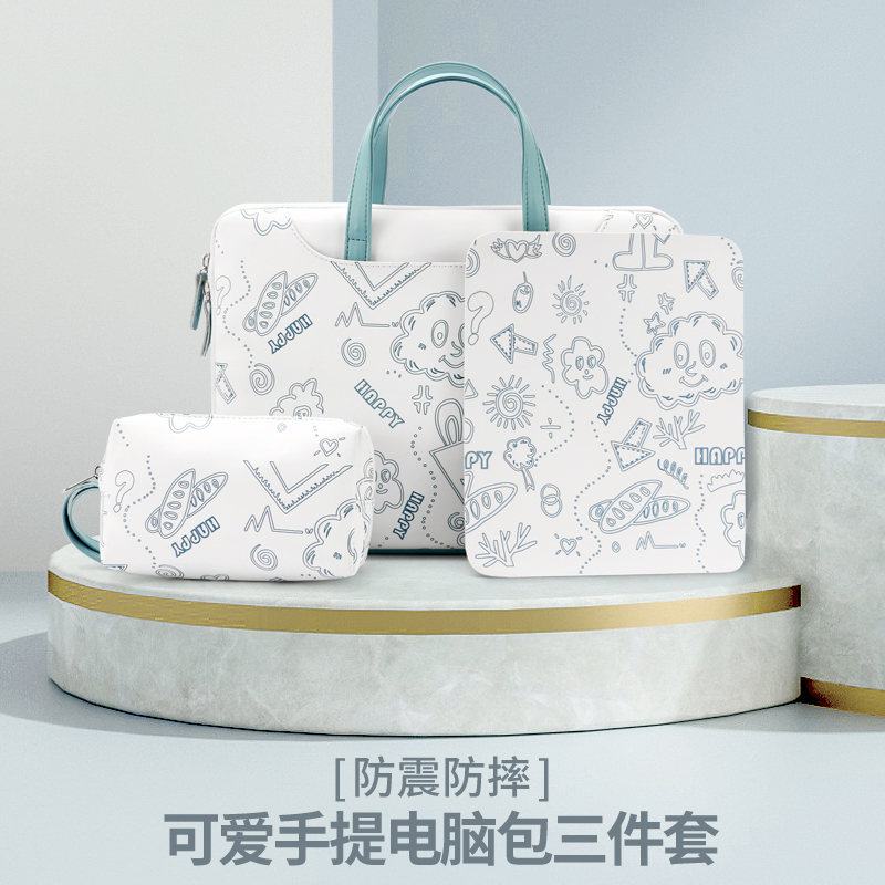 可爱笔记本电脑包女14寸手提保护套轻便好看的防震防水通勤内胆包