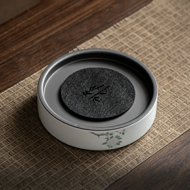 影青瓷绣球花 干泡用的壶承盘 可储水200ml 茶桌基础款 茶道配件