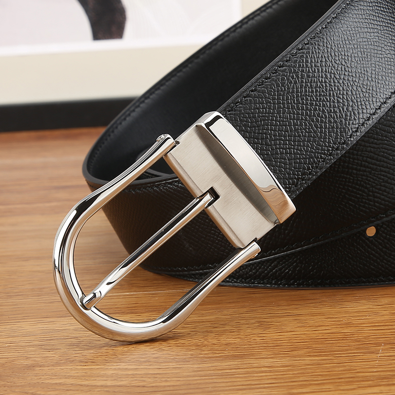 3.8男士商务腰带 手掌纹黑色休闲百搭款 头层牛皮腰带  男士皮带