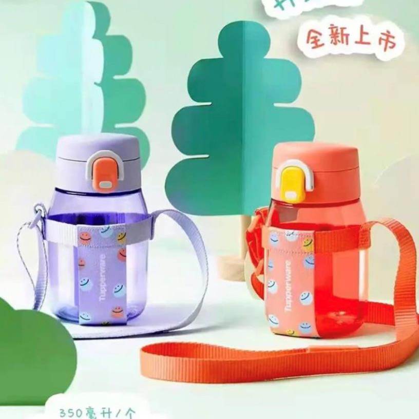  特百惠 易开盖嘟嘟企鹅杯350ml密封便携带拎绳儿童学生水杯