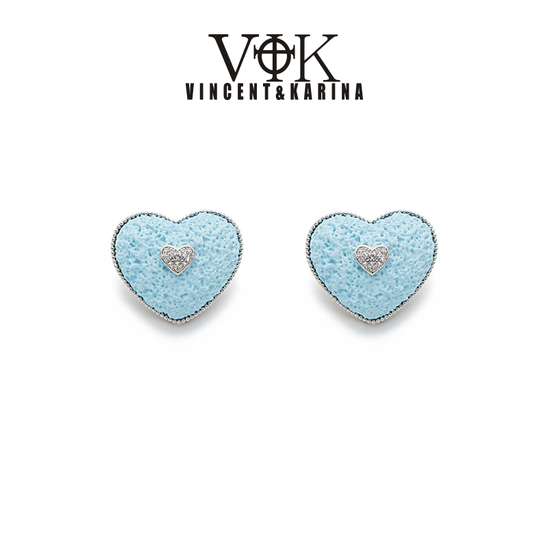 VINCENT&KARINA 铜合金耳饰 【马卡龙】爱心甜美少女耳环镶嵌锆石