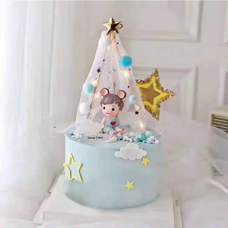 艾伦王子爱乐公主摆件男孩女孩宝宝满月1周岁生日蛋糕装饰插件