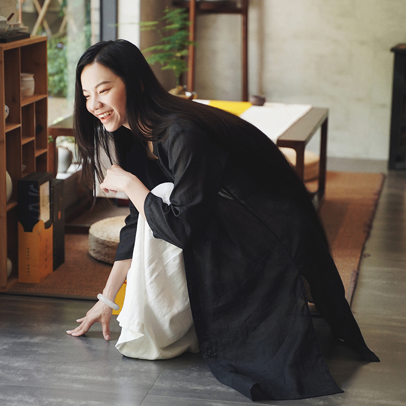 春夏秋新中式立领衬衣通勤衬衫中长款开衫上衣薄外套禅意风格女装