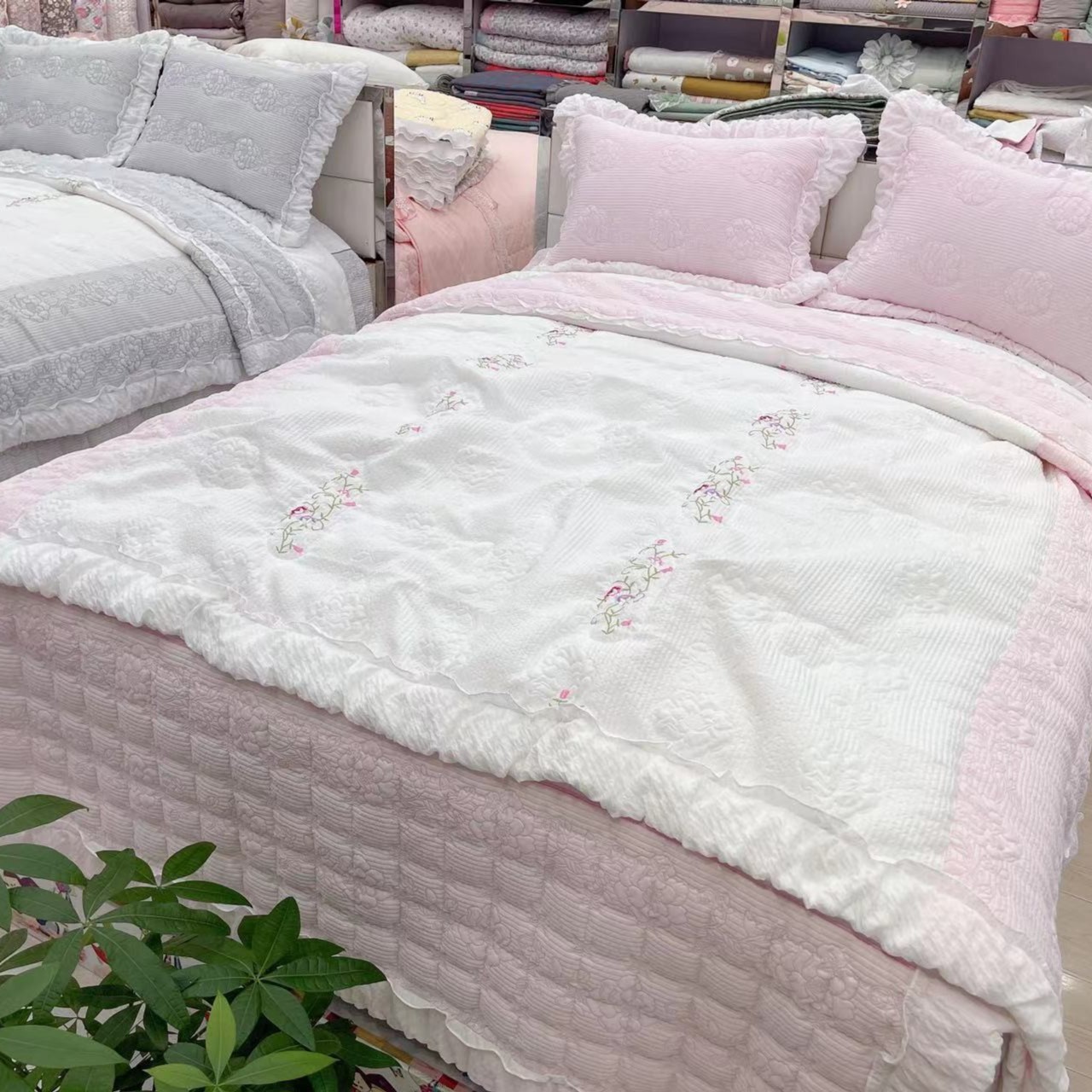 婷阳禄❀百合提花工艺柔软泡泡纱四件套