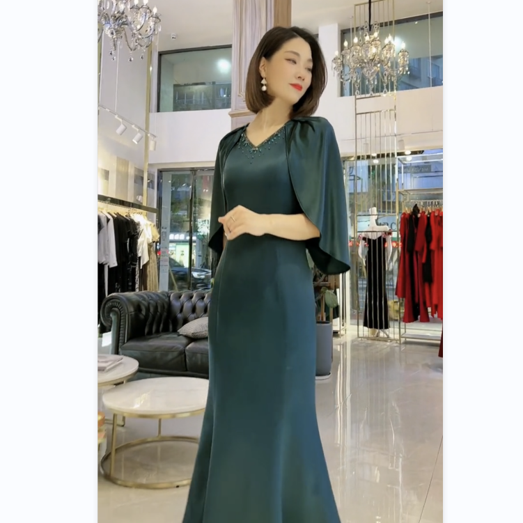 1580-50喜妈妈喜婆婆连衣裙轻奢梦娇高定气质优雅上台晚礼服宴会