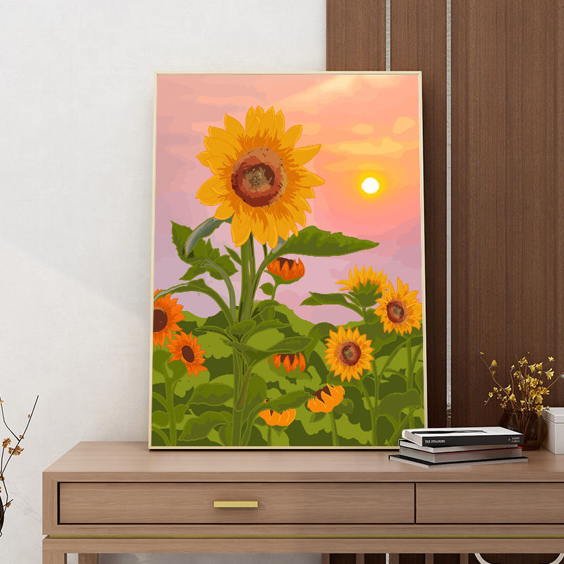 向日葵数字油画diy油彩画高级感花卉手工填色手绘填充治愈丙烯画