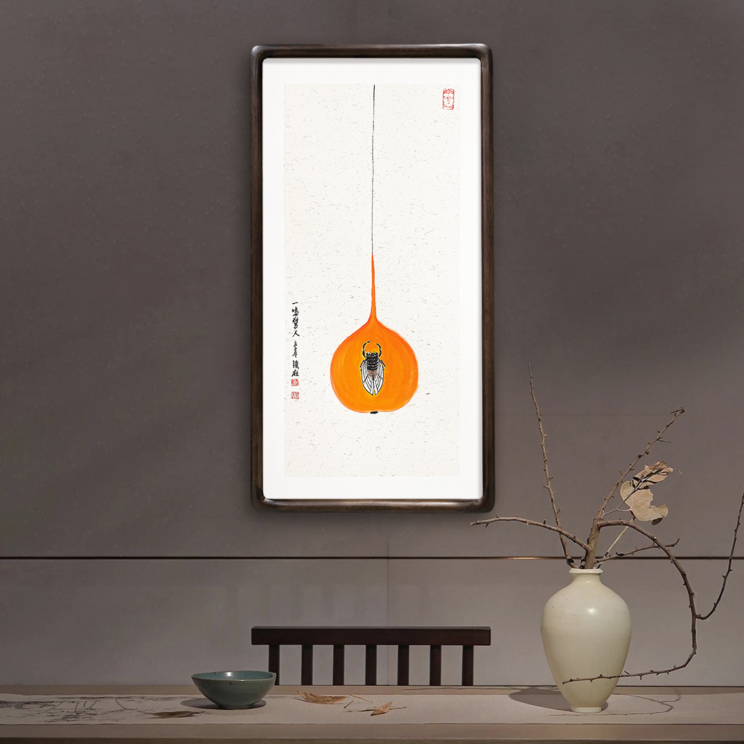 谈古一鸣惊人-国画-内芯33*65cm-书画纯手绘书法葫芦图福禄图