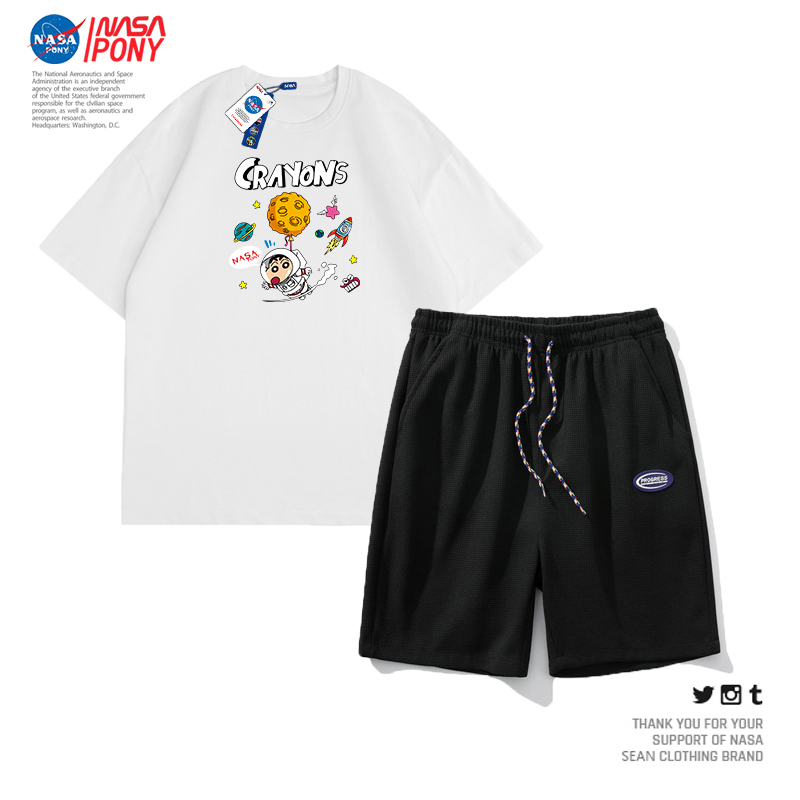 【大表姐专属 】NASA线上联名夏季情侣休闲运动跑步短裤短袖套装