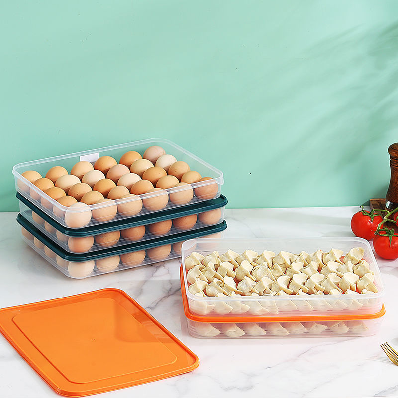 小麓班冰箱食物保鲜盒厨房透明塑料盒放鸡蛋收纳盒多层速冻饺子盒
