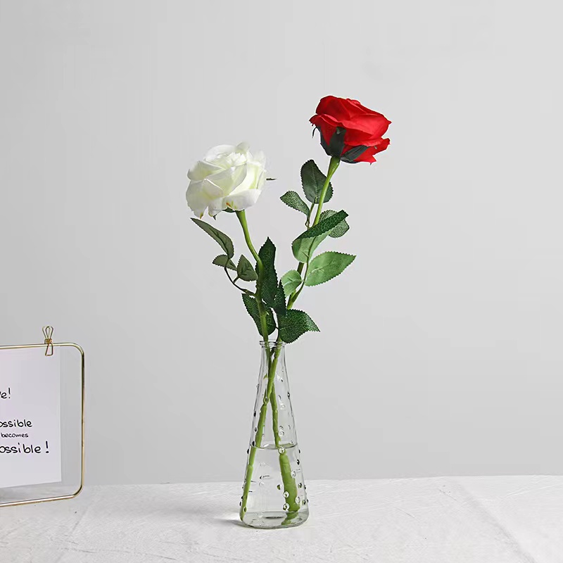 ins小清新仿真花艺套餐假花绢花玻璃花瓶家居装饰花餐桌面小摆件