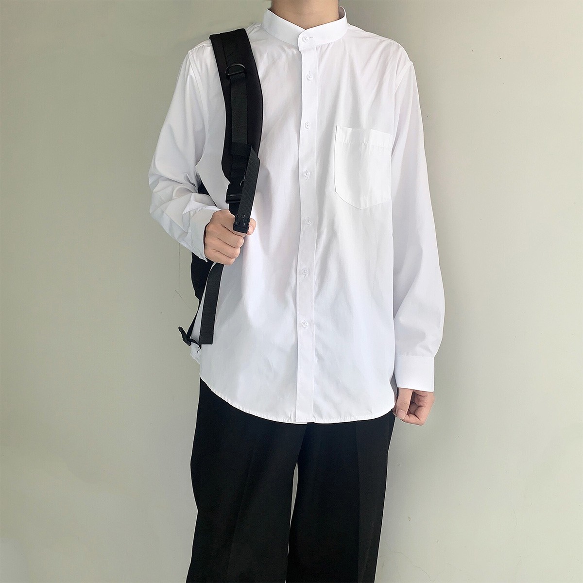 木村叔dk立领白色衬衫男长袖日系制服春秋季内搭诘襟服女生jk衬衣