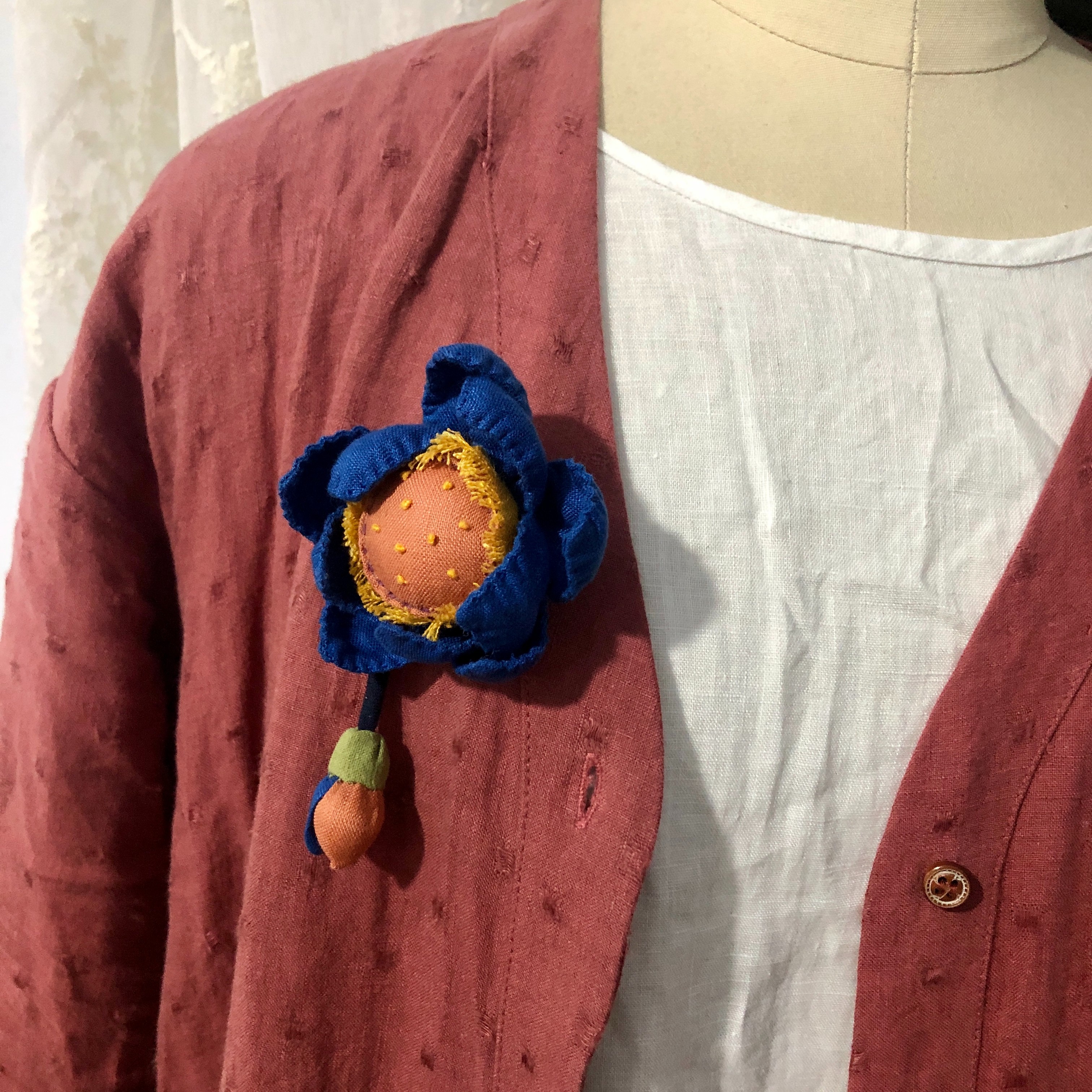 非金属布艺胸针 秋冬新款 荷花胸针 中式服装搭配  百搭纯手工