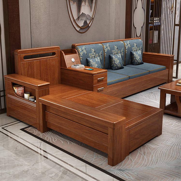 胡桃木实木沙发客厅全实木组合简约新中式储物沙发家具中国风家用