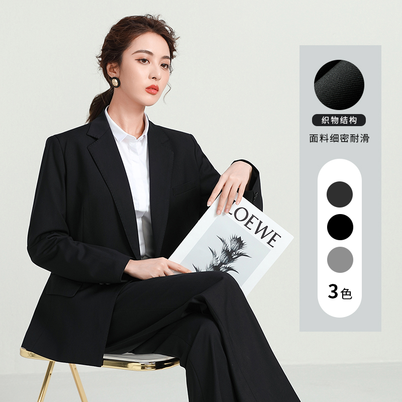 大学生黑色西装外套女2022春季新款韩版宽松复古休闲显瘦小西服