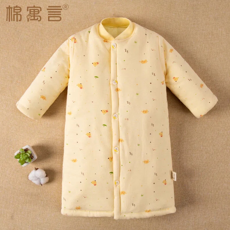 婴儿睡觉夹棉睡袍纯棉儿童加厚睡裙男童女童秋冬季宝宝长袖家居袍
