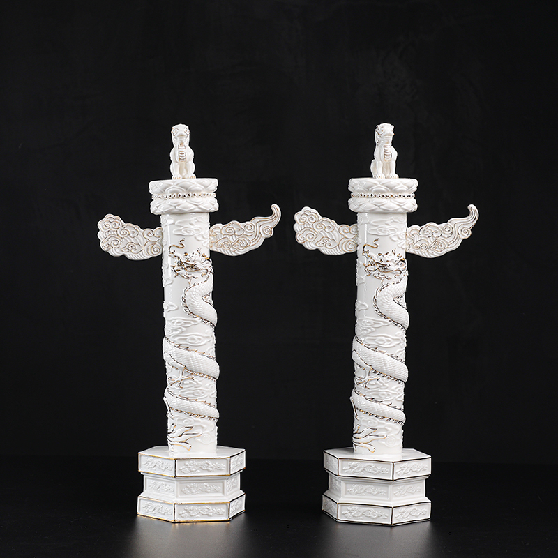 陶瓷华表综合摆件雕塑工艺品展厅形象台门面博古架家居装饰艺术品