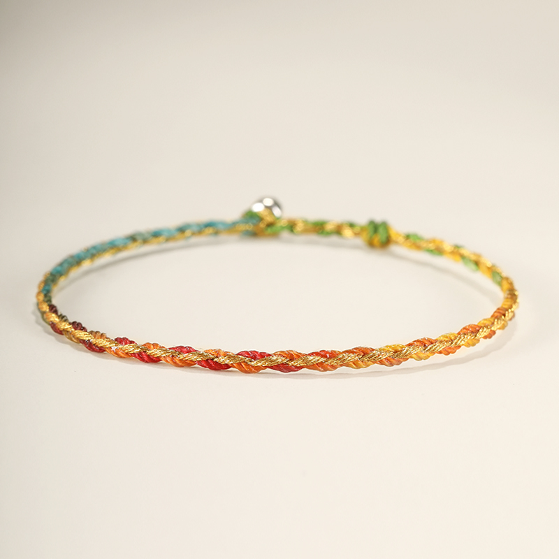 非金属布艺手链 2026马年手工编织五彩绳男女生儿童情侣款手链