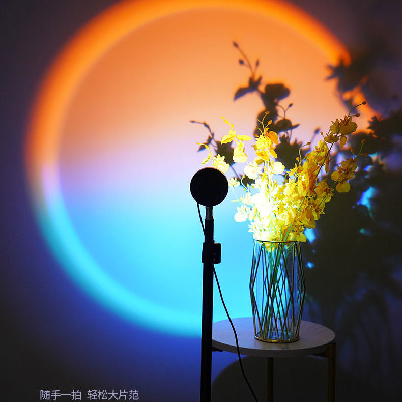 夕阳红落地灯氛围灯黄昏投影日不落灯新款七彩背景灯拍照补光灯