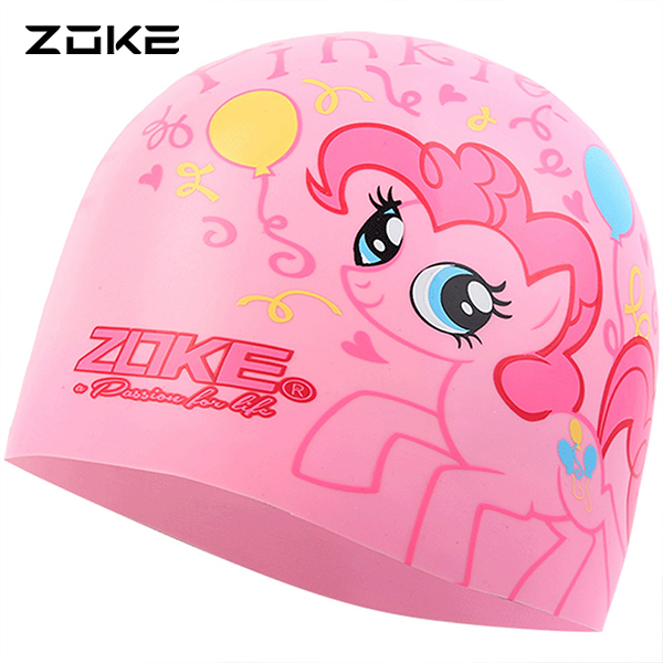 Zoke/洲克儿童泳帽硅胶女童不勒游泳帽女孩长发防水护耳泳镜泳衣