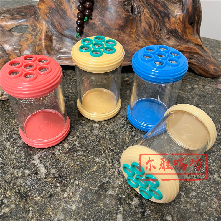 小吕蝈蝈罐海派七孔款粉色蓝色彩色有机玻璃罐蝈蝈罐鸣虫叫罐虫具