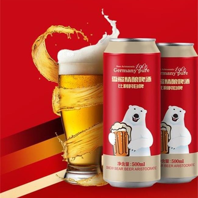 雪熊国产精酿啤酒比利时白啤优质麦芽发酵罐装500ml*6罐