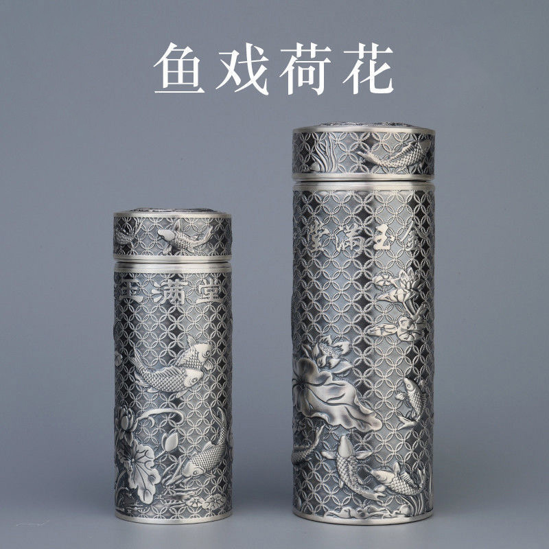归银堂 足银银制品 银水杯金玉满堂便携男商务杯大小号泡茶杯水杯