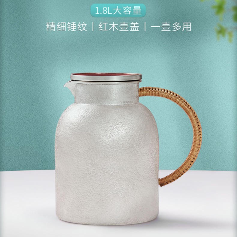 归银堂足银凉水壶茶壶手工雪花纹大容量凉白开水壶GS-HQLSH220101