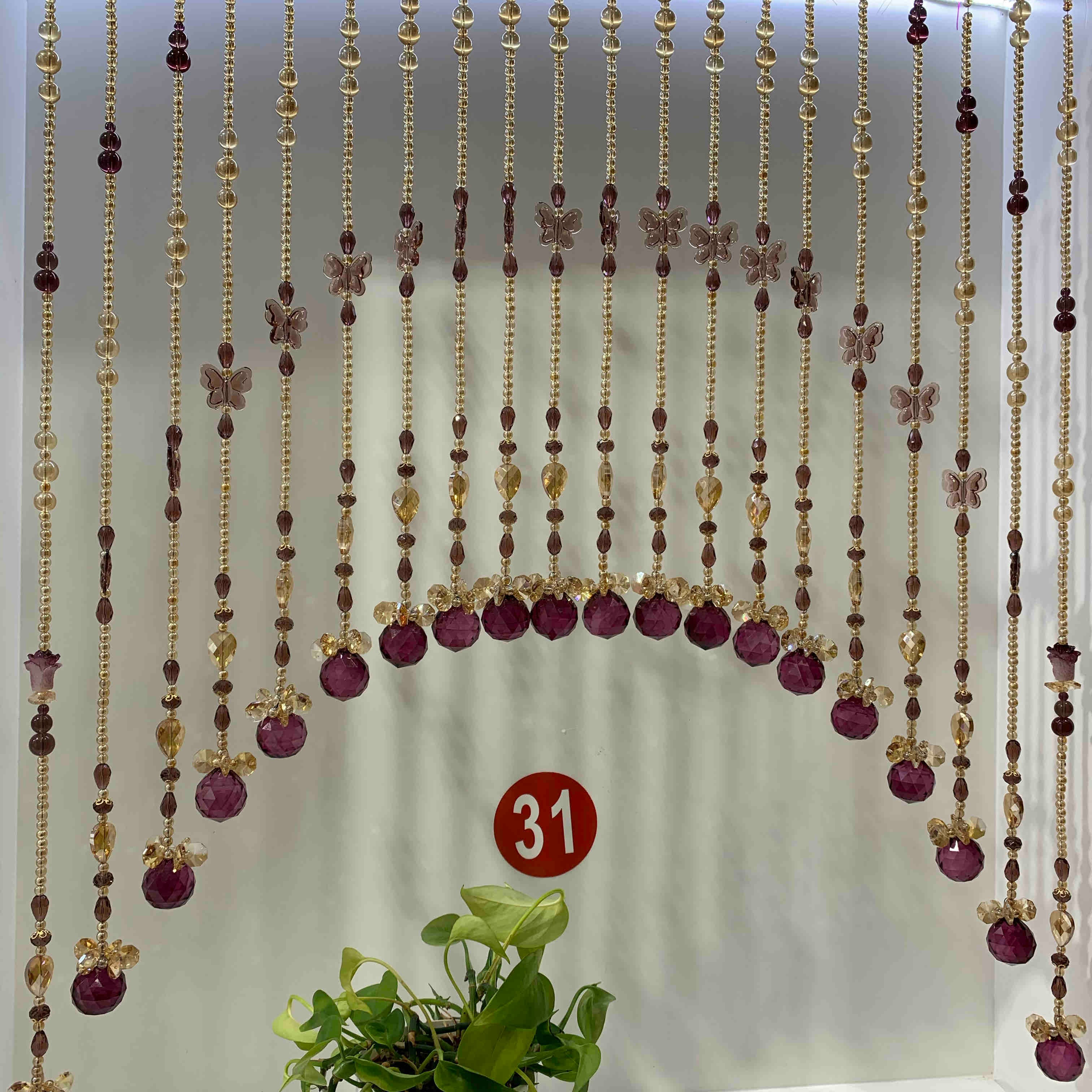 吉星高照水晶帘 蝴蝶酒红