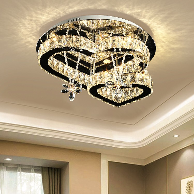 水晶灯现代简约大气爱心形LED节能灯主卧室婚房餐厅主卧吸顶灯