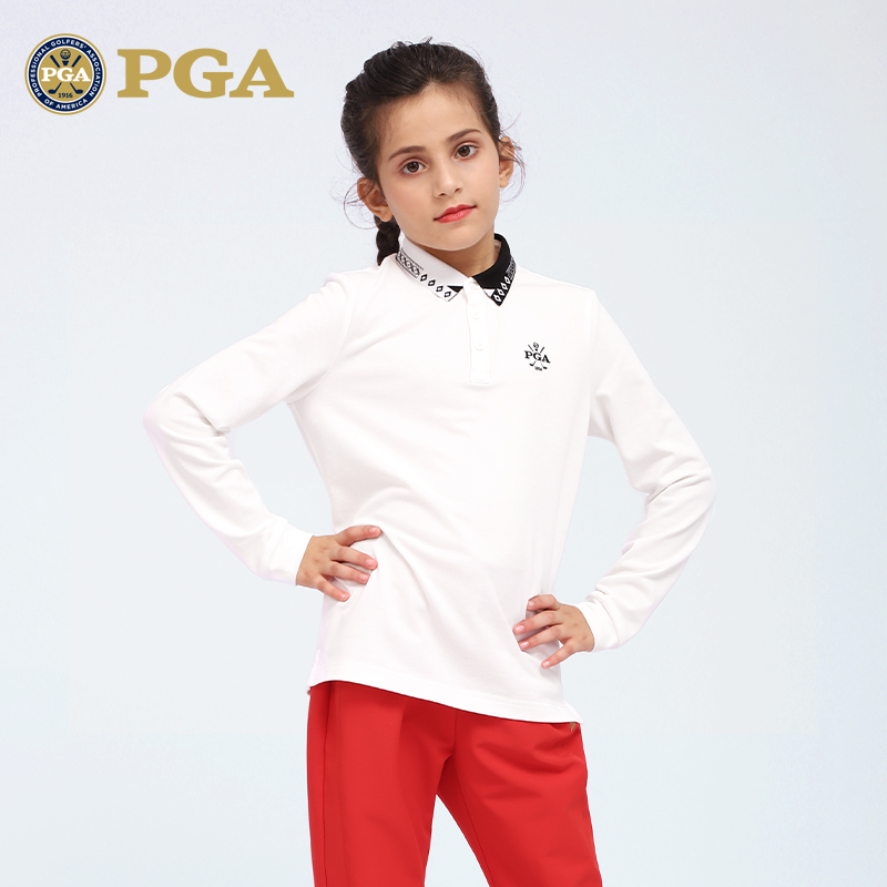 美国PGA 2025新款 儿童高尔夫衣服 女童秋冬服饰 长袖T恤运动童装