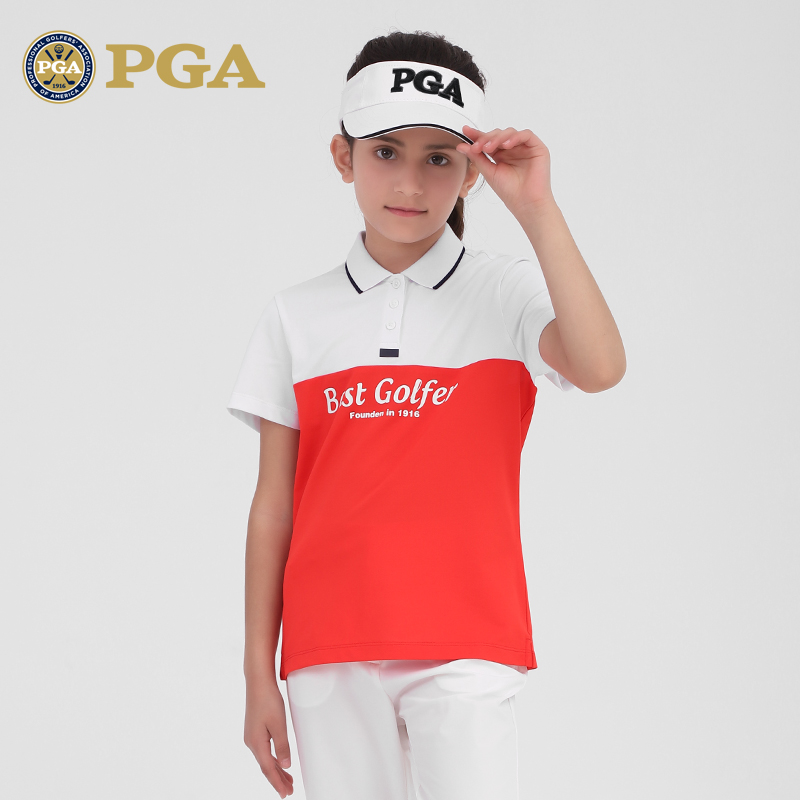 美国PGA 高尔夫服饰2025新款女童短袖T恤夏季青少年运动上衣速干
