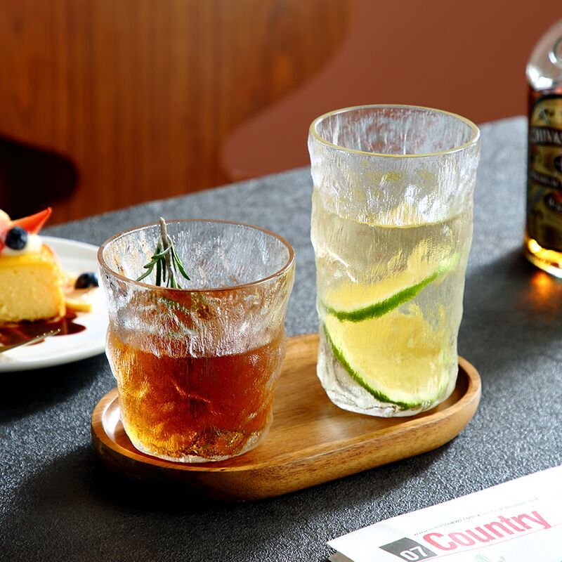 onlycook创意冰川纹玻璃杯子酒杯 家用水杯冷饮杯啤酒杯茶杯套装