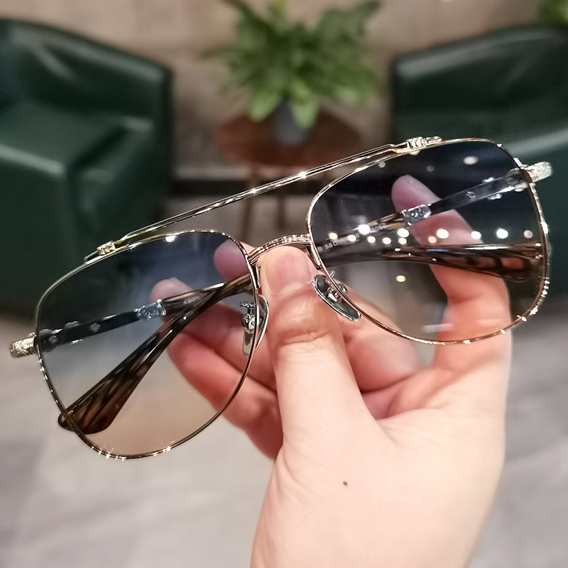 新款痞帅百搭大框太阳镜双梁渐变色复古男女潮飞行员墨镜潮流