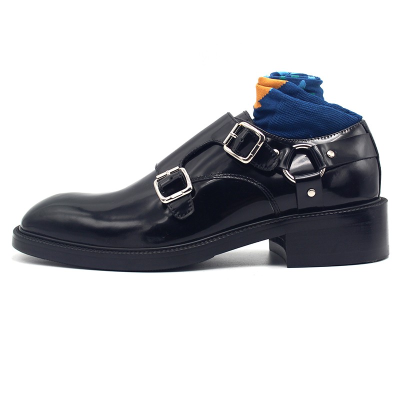 JINIWU吾倪季2025金属环孟克鞋扣搭牛皮正装皮鞋GVY家增高厚底鞋