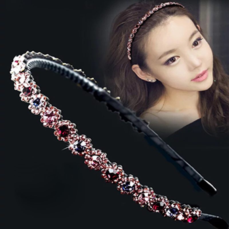 铁合金布艺发饰 百搭发箍水钻细边发饰简约带齿防滑淑女压发头箍