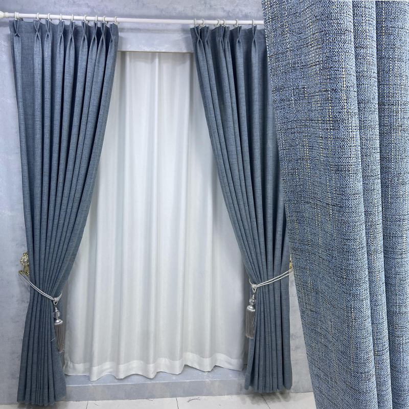 诧寂风加厚麻料高遮光客厅卧室打孔挂钩免打孔安装定制