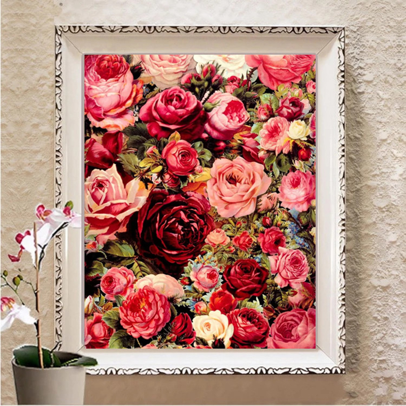 玫瑰花皇室蒙娜丽莎十字绣2025新款客厅玄关卧室花卉小件手工线绣
