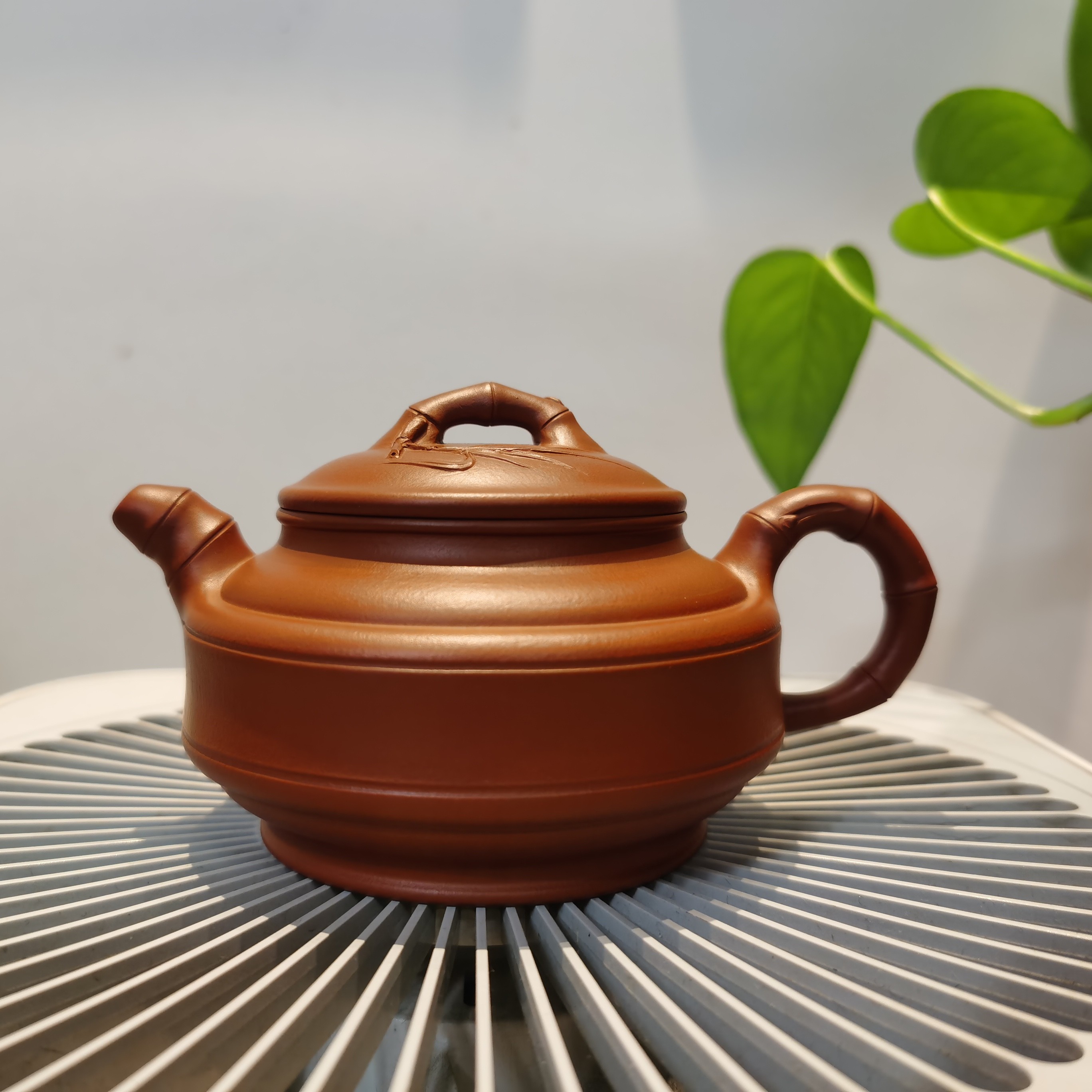 宜兴紫砂睿丰堂全手工双线竹鼓壶纯手工