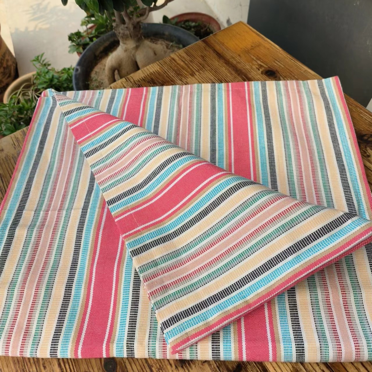 老粗布纯棉凉席双面信封枕套