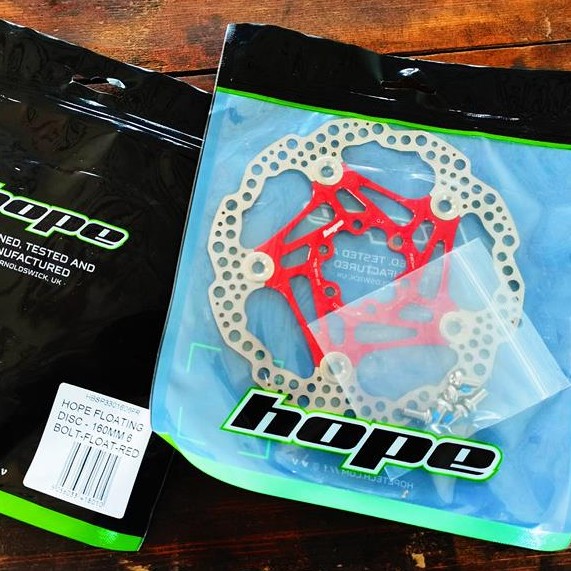 英国HOPE 彩色六丁浮动碟片160MM 吊卡包装自行车刹车盘刹车片