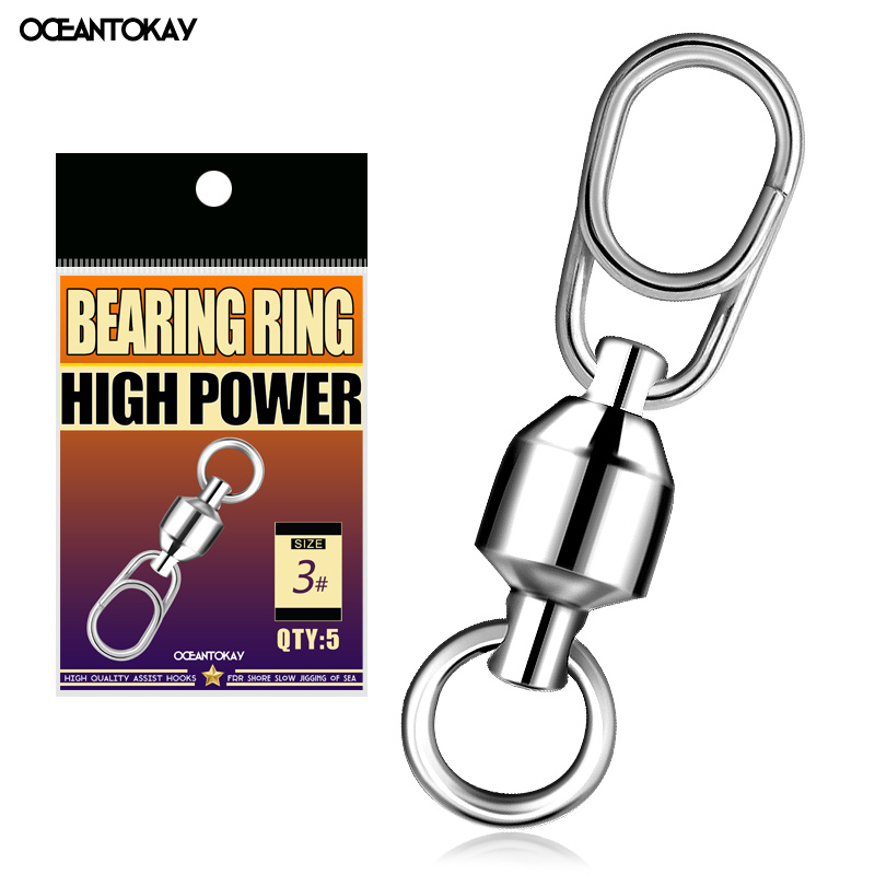 近海船钓岸抛远投铁板配件高速轴承转环8字环别针双圈连接器5枚装