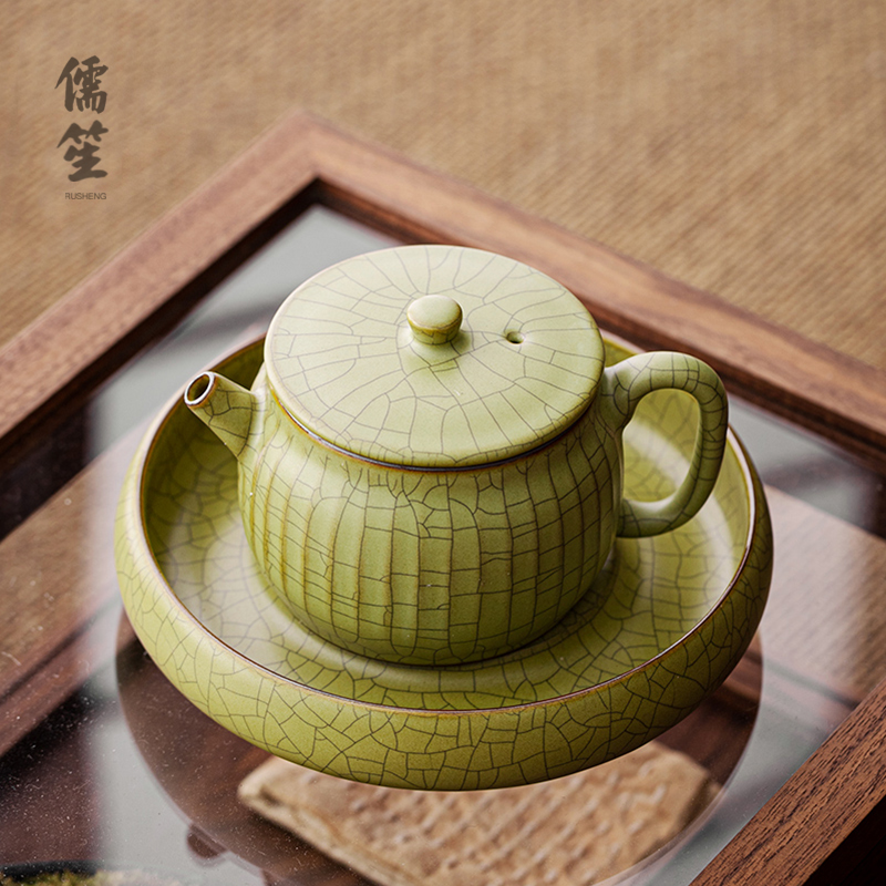 儒笙高档哥窑泡茶壶茶具陶瓷壶茶壶泡茶专用茶壶高端茶具泉德堂