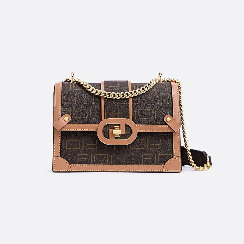 CQ菲安妮单肩包时尚经典印花女士小方包复古链条包FAAFJIQ001