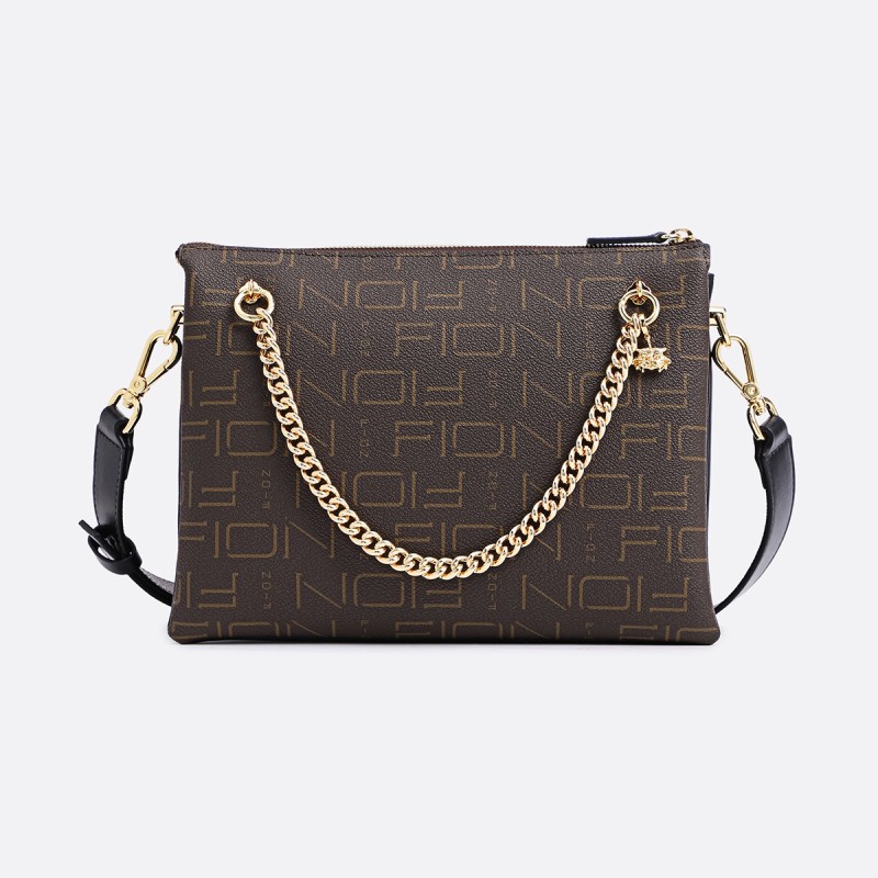 CQ菲安妮经典百搭简约风小方包链条装饰通勤单肩包FAAFAMF009印花