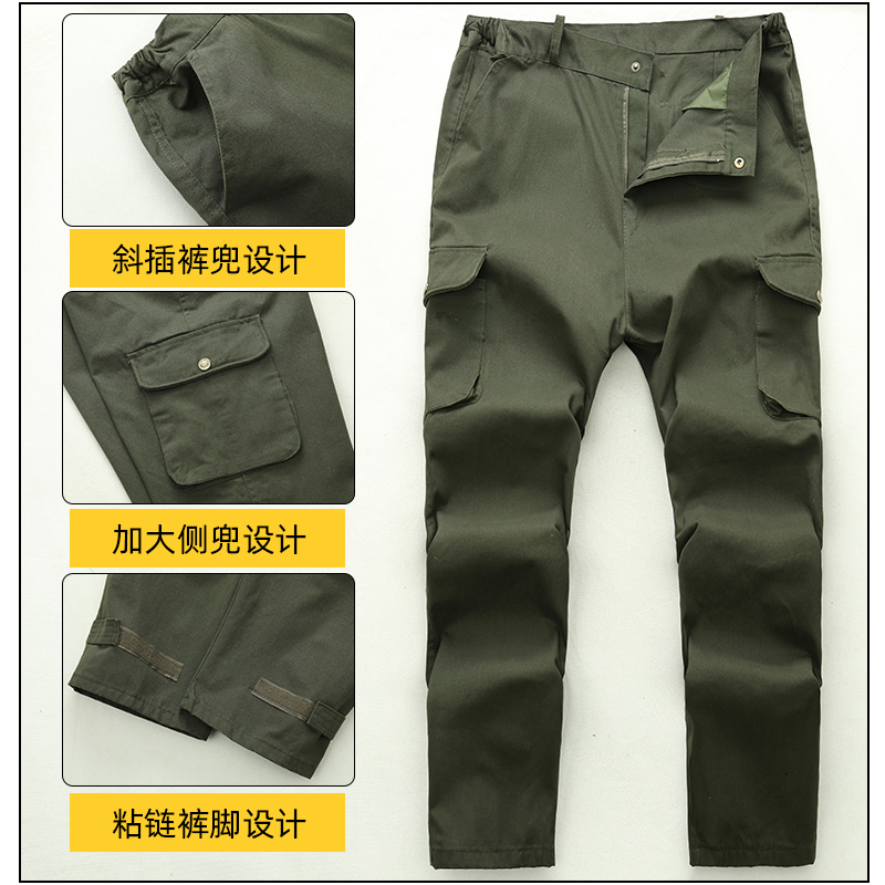 北仓王春秋军绿六兜工装裤焊工车间工人耐烫耐磨防火花单裤多口袋