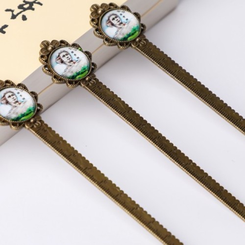 水晶直尺铜书签套装