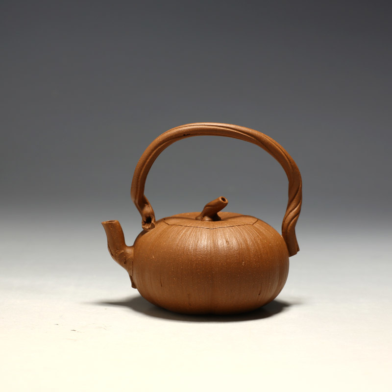 明理茶艺 宜兴紫砂壶 陈祖桥纯全手工 150CC南瓜提梁壶 茶壶